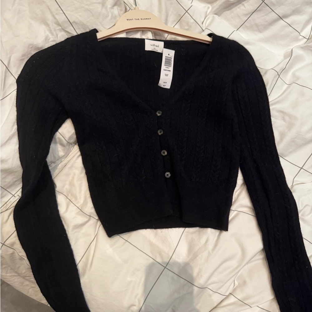 Aritzia (Wilfred) cropped black cardigan NWT
